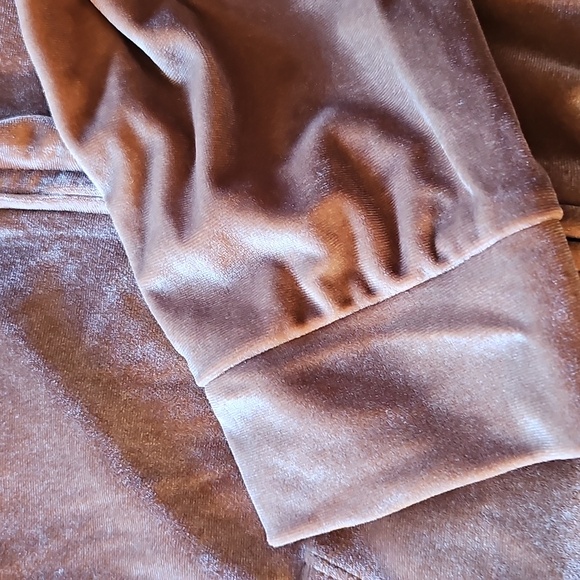 PINK Victoria's Secret Brown Cropped Velour Hoodie Size M - Picture 4 of 7